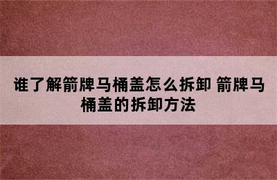 谁了解箭牌马桶盖怎么拆卸 箭牌马桶盖的拆卸方法